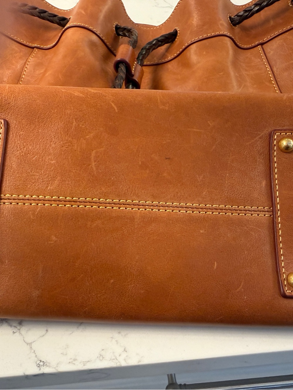 Dooney & Bourke Florentine Large Drawstring Tote in natural - Picture 4 of 10